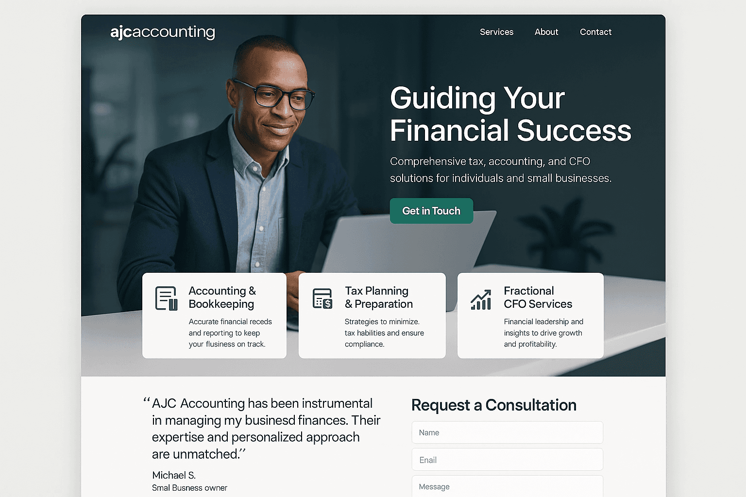 ajcaccounting.com website mockup
